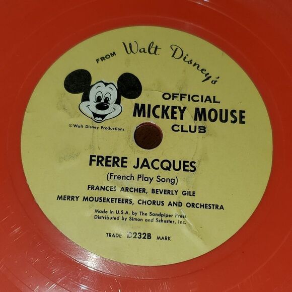 Vintage Walt Disney I'm No Fool and Frere Jacques Vinyl Orange D232A - Picture 7 of 7